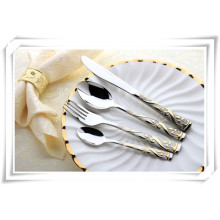 Luxury Stainless Steel Cutlery with Gold-Plating Tableware for Resturant